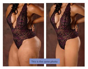 before and after photo of weight reduction through Photoshop